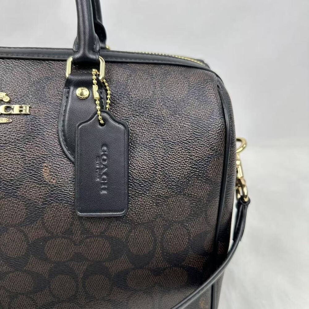 Coach Black/Brown Signature Satchel Crossbody - Picture 2 of 12